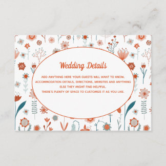 Scandinavian Summer Flowers Wedding Details Enclosure Card