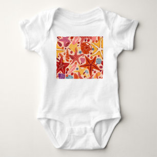 Scandinavian Summer Sea: Starfish Pattern Baby Bodysuit