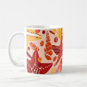 Scandinavian Summer Sea: Starfish Pattern Coffee Mug