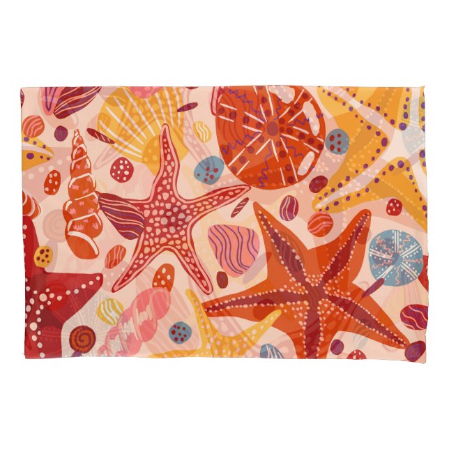 Scandinavian Summer Sea: Starfish Pattern Pillowcase (Front)