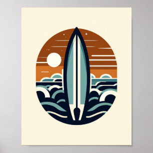 Scandinavian Surfboard Art Poster