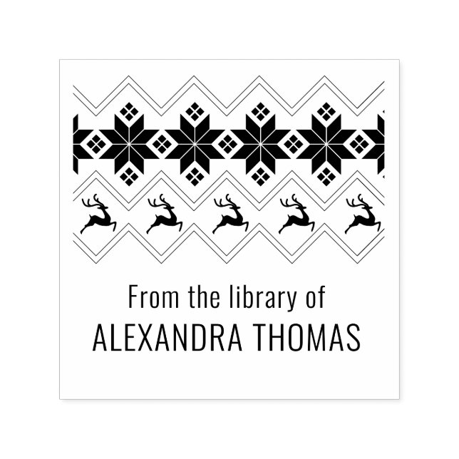 Scandinavian Sweater Pattern “From the Library of” Self-inking Stamp (Design)