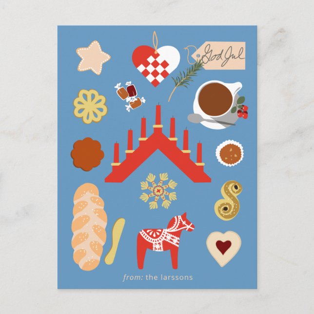 Scandinavian/Swedish Jul Christmas pastries design Postcard (Front)