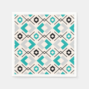 Scandinavian teal grey and beige geometric napkin
