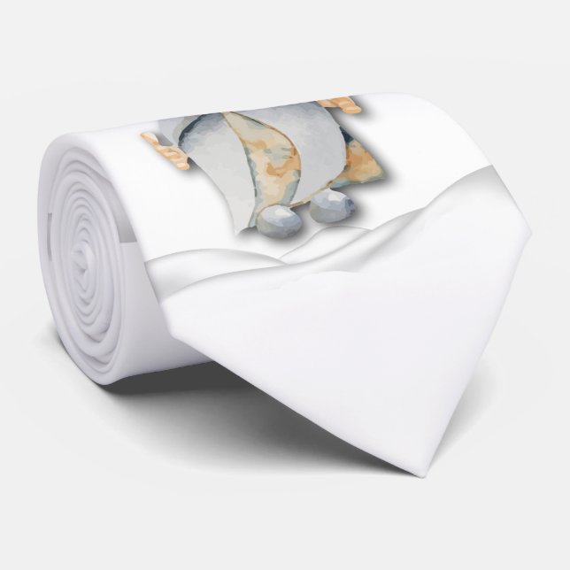 Scandinavian Thumbs Up Gnome and Snow Drifts Tie (Rolled)