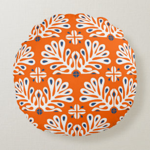 Scandinavian Tradition: Ethnic Floral Mosaic. Round Cushion