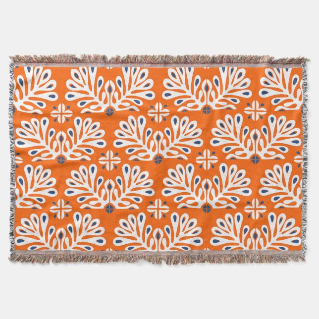 Scandinavian Tradition: Ethnic Floral Mosaic. Throw Blanket (Front)