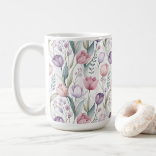 Scandinavian Tulip Floral Pattern Coffee Mug