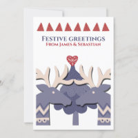 Scandinavian Two Male Reindeer Gay Personalised