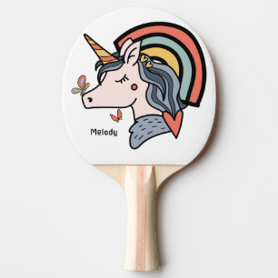 Scandinavian Unicorn Butterfly Custom Name Ping Pong Paddle