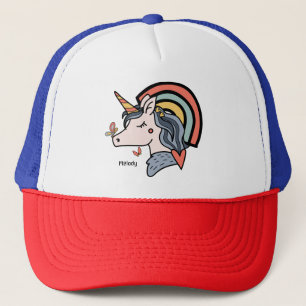 Scandinavian Unicorn Butterfly Custom Name      Trucker Hat