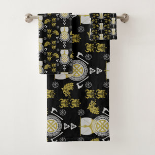 Scandinavian Viking Norsemen Home Decor Bath Towel Set