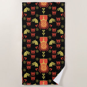 Scandinavian Viking Norsemen Home Decor Beach Towel