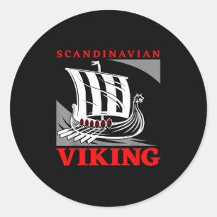 Scandinavian Viking Ship Dragon Boat Drakkar Thor Classic Round Sticker