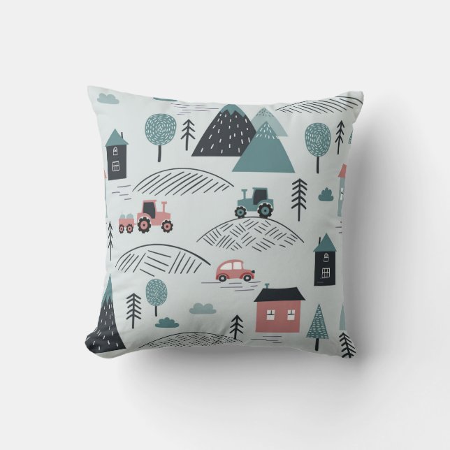 Scandinavian village, seamless rural pattern. cushion (Front)