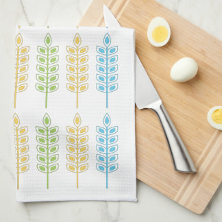 Scandinavian Wheat in Light Blue, Yellow & Green Tea Towel