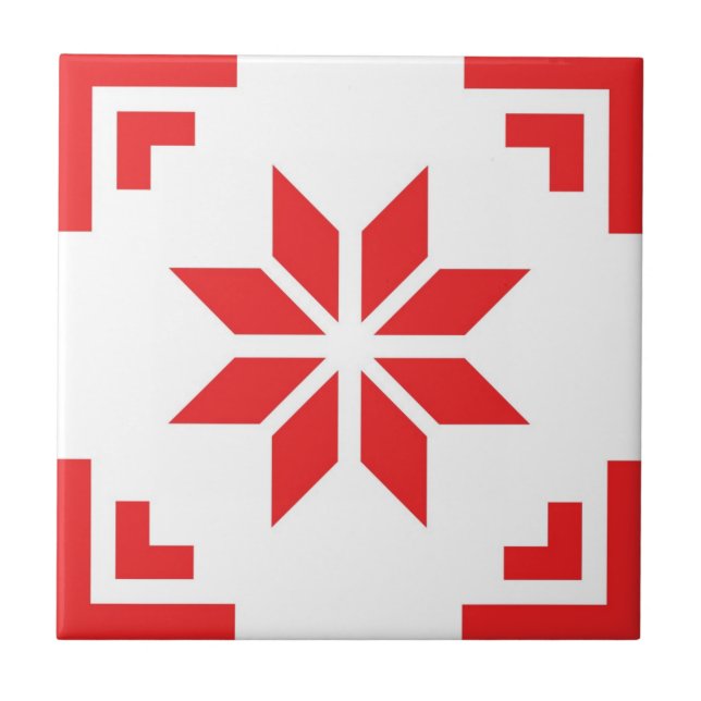 Scandinavian White Red Geometric Tiles (Front)