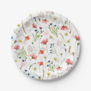Scandinavian Wildflowers Meadow Paper Plate