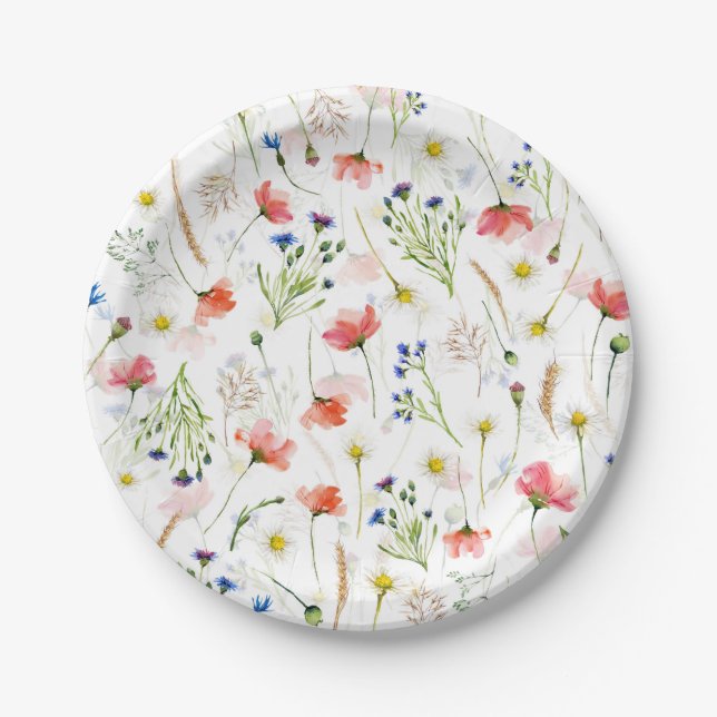 Scandinavian Wildflowers Meadow Paper Plate (Front)