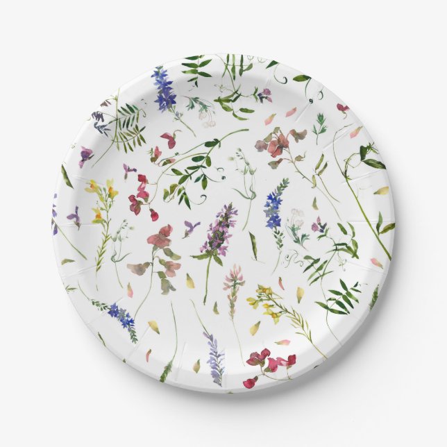 Scandinavian Wildflowers Meadow Paper Plate (Front)