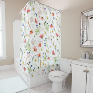 Scandinavian Wildflowers Meadow Shower Curtain