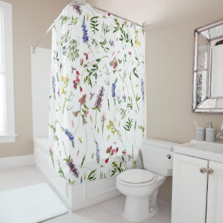 Scandinavian Wildflowers Meadow Shower Curtain