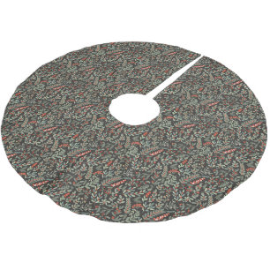 Scandinavian Winter Floral and Berry Holiday Brushed Polyester Tree Skirt