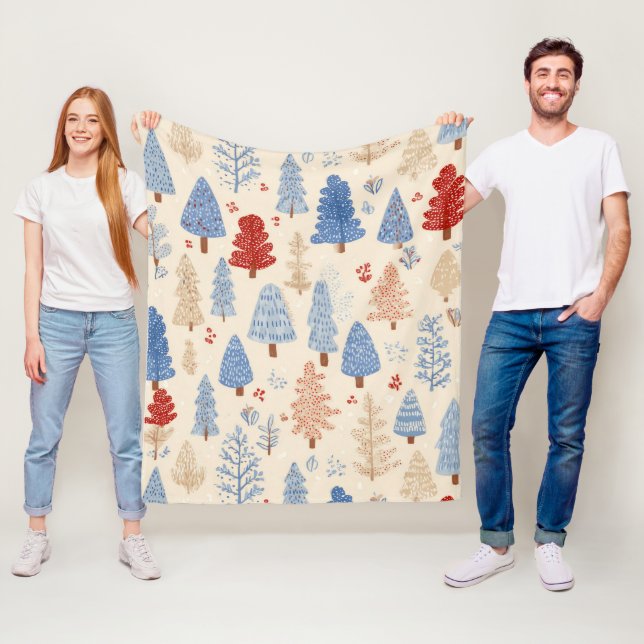 Scandinavian Winter Forest Pattern (1) Fleece Blanket (In Situ)