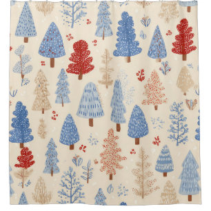 Scandinavian Winter Forest Pattern (1) Shower Curtain