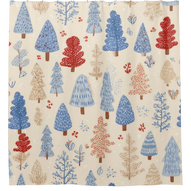 Scandinavian Winter Forest Pattern (1) Shower Curtain (Front)