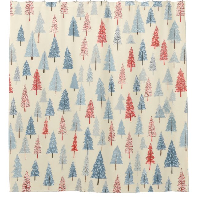 Scandinavian Winter Forest Pattern (3) Shower Curtain (Front)