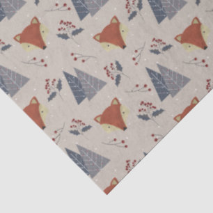 Scandinavian Winter Fox & Holly Forest Tissue Paper