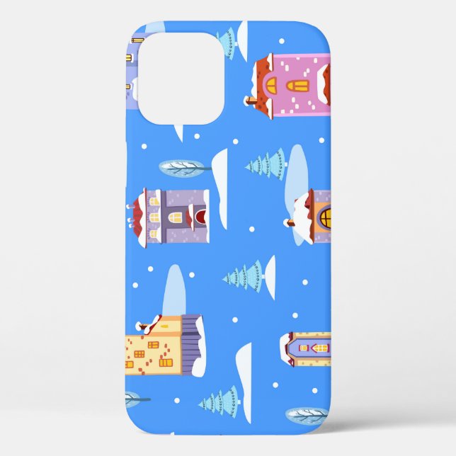 Scandinavian Winter Houses Snow Pattern Case-Mate iPhone Case (Back)