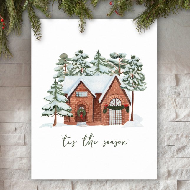 Scandinavian Winter Pine Forest Farm House Holiday Poster (Creator Uploaded)