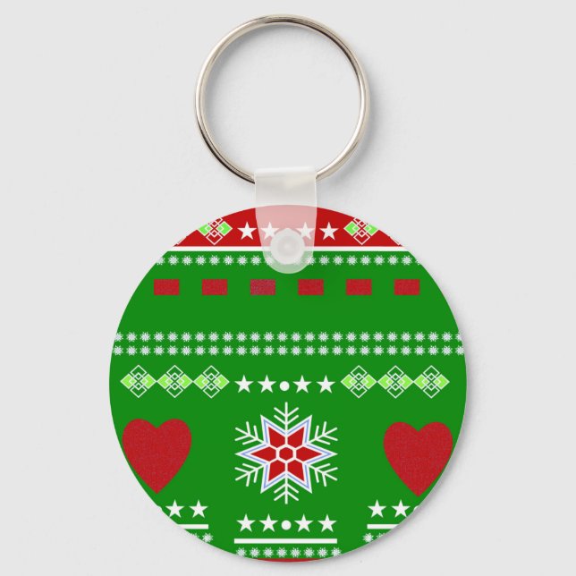 Scandinavian Winter Scene Key Ring (Front)