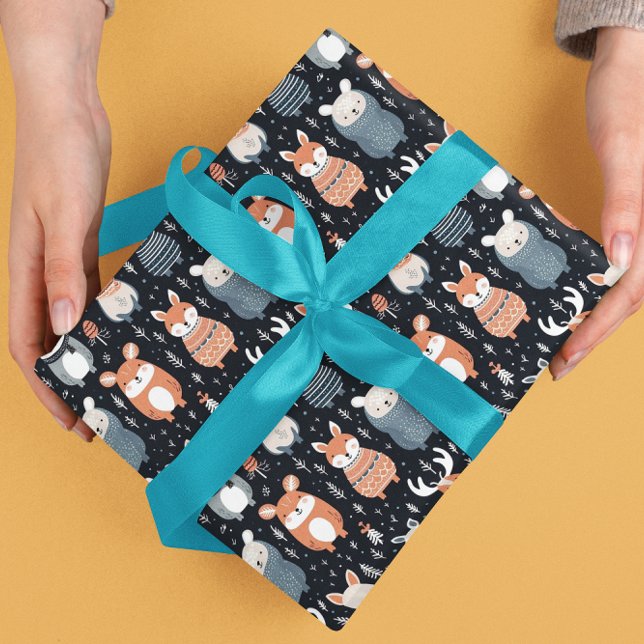 Scandinavian Woodland Animals Christmas winter Wrapping Paper (Creator Uploaded)