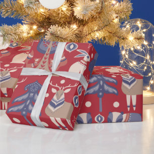 Scandinavian Woodland Animals Christmas Wrapping Paper