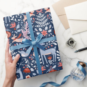 Scandinavian Woodland Animals Christmas Wrapping Paper