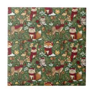 Scandinavian Woodland Christmas Pattern Tile