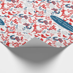 Scandinavian Woodland Deer Winter Xmas Folk Art Wrapping Paper