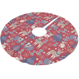 Scandinavian Woodland Winter Christmas Deer Brushed Polyester Tree Skirt