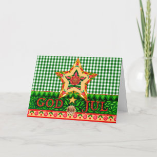 Scandinavian Xmas God Jul Folded Greeting Card 1