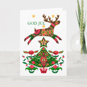 Scandinavian Xmas Reindeer and Tree Greeting Card