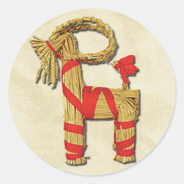 Scandinavian Yule Goat Classic Round Sticker (Front)