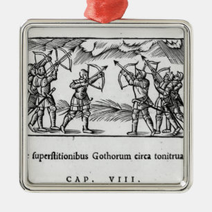 Scandinavians using their arrows metal tree decoration