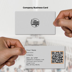 Scannable Grey Black & Orange Accents Company Business Card