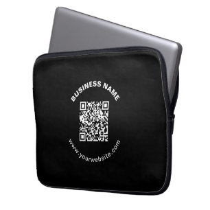 scannable instant access qr,modern minimal black w laptop sleeve