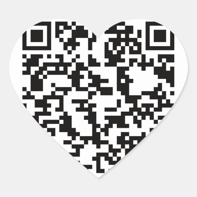 Scannable QR Bar code Heart Sticker (Front)