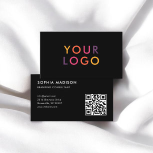 Scannable QR Code Logo Minimalist Black Business Card