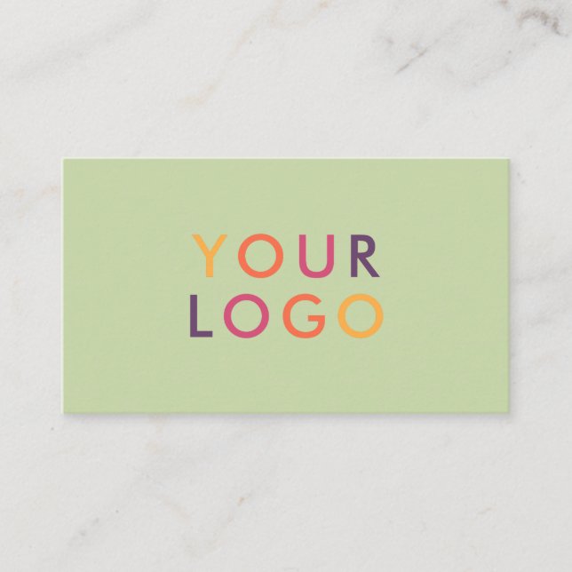 Scannable QR Code Logo Minimalist Green Business Card (Front)